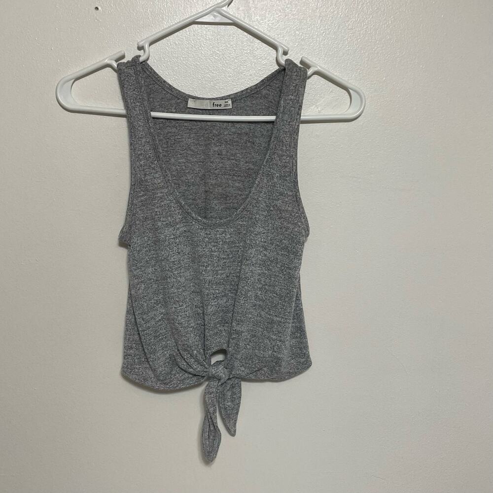 Wilfred Free Heather Gray Cropped Tie Front Deep Scoop Neck Tank Size XXS